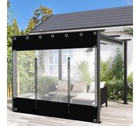 Clear Tarp Curtain,Waterproof Tarpaulin With Eyelets,Outdoor Pergola Gazebo Porch Garden Patio Tarpaulin Side Panels,Black Transparent Splicing Tarp Cover Sheet,With Zips,W×H-1.6×2m(5.2*6.6ft)