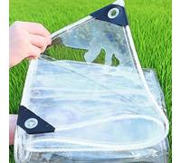 Clear Tarpaulin 105 x 300 cm Heavy Duty Pvc Windproof Waterproof Clear Tarp Pergola Covers with Eyelets and Rope for Rabbit Hutch Chicken Coop, White