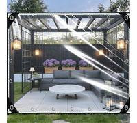 Clear Tarpaulin 2.3 x 6.2 m Heavy Duty PVC Windproof Waterproof Poly Clear Vinyl Tarp Cover with Eyelets 400G ㎡ for Rabbit Hutch Chicken Coop, White