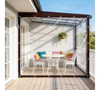 Clear Tarpaulin 2 x 3.5 m, Tear-Proof, Mould-Proof, Rope-Reinforced Edges, Resistant, Easy to Wash, Clear, Outdoor Tarpaulin Waterproof Heavy Duty with Eyelets for Garden Furniture, A