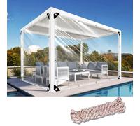 Clear Tarpaulin 395 x 450 cm, Heavy-Duty Waterproof Reinforced Transparent, Uv-Resistant Tear, Windproof, Tear Resistant PVC Clear Tarp with Eyelets for Patio Pool Coop, colorless