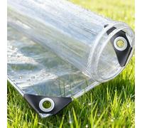 Clear Tarpaulin Waterproof 270 x 650 cm Heavy Duty 400 G M², Windproof Tear Resistant, UV Protected Outdoor PVC Plastic Tarpaulins with Eyelets and Rope for Patio Outdoor, A