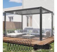 Clear Tarpaulin Waterproof Elastic Rope & Bungee Cords with Hooks Outdoor Transparent Tarpaulin with Eyelets Windproof Gazebo Side Panels Cover,H1*L1,400x650cm/13x21ft