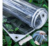 Clear Tarpaulin Waterproof Heavy Duty Transparent PVC Tarp With Eyelets 420 g/m², 3x4M White Corner 0.39mm Tear Resistant, Gazebo Side Panels Pergola Outdoor Curtain Rain Roof Cover Canopy