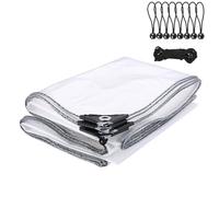 Clear Tarpaulin Waterproof Heavy Duty with Eyelets Balcony Rainproof Cover Reinforced Transparent Tarpaulin for Garden Furniture Greenhouses Pergola Roof Gazebo Side Panels Plastic Sheet (2m x 6m)