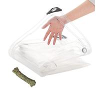 Clear Tarps 4' x 8', Heavy Duty PVC 20 Mil Thick Tarpaulin with Eyelets and 1 Rolls Ropes,Waterproof Transparent Vinyl Tarpaulin Cover for Patio Enclosure, Camping, Porch Canopy