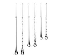 Clear Teardrop Glass Icicles - Set of 6 Christmas Tree Decorations, 15-25 cm - Spiral & Smooth Designs