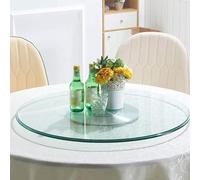Clear Tempered Glass Turntable Lazy Susan Serving Tray Anti-tilt Thicken Rotating Plate Smooth Spin Serving Plate Centerpiece with Auxiliary Wheel Flat Polished Edge (Size : 50cm/20)