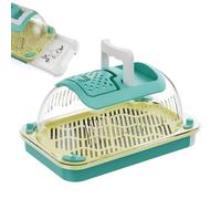 Clear Terrarium Box, Breathable Reptile Breeder Carrier with Handle for Chameleons, Geckos, Bearded Dragons, and Small Reptiles, 7.48x4.92x3.74 inches, Green