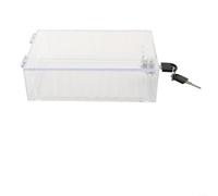 clear thermostat lock box with secure key lock, suitable for protecting thermostats in homes, offices, and commercial locations