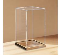 Clear Thickened Acrylic Display Case, Dustproof Acrylic Display Cube Box for Trophy, 40 50 60 70 cm Alternative Glass Case, Easy Assemble(Wood,65x65x65cm/26x26x26in)