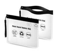 Clear Toiletry Bag 2 Pack, 20x20cm Airport Security Liquids Bags, Airline Approved Waterproof TSA Makeup Organiser, Leakproof Travel Wash Bags for Hand Luggage, Holiday Essentials for Women Men