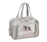 Clear Toiletry Bag for Travel - Large Waterproof Travel Beach Bag with Zip, Lightweight Cosmetic/Makeup , Dry and Wet Separation | Fitness Sports Toiletries SC, Gray With Shoe Compartment