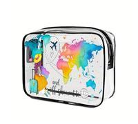 Clear Toiletry Bag for UK Airport Security - Transparent Travel Makeup Organiser with Zipper - TSA Approved PVC Wash Bag for Liquids & Cosmetics - Durable Waterproof Travel Case (Off SHE Went)