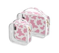 Clear Toiletry Bag Lovely Cow Print, 2 Pack Clear Makeup Bags with Zipper, Clear Travel Bags for Toiletries, PVC Clear Cosmetic Bags for Women and Men