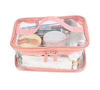 Clear Toiletry Bag Travel Cosmetic Makeup Bag PVC Storage Bag Portable Transparent Pouch for Traveling Vacation Bathroom
