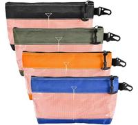 Clear Tool Pouch Set, Heavy Duty Waterproof Tool Bags 27×16.5cm, Transparent Tool Organiser with Zipper & Carabiner, Reinforced 1680D Oxford Small Tool Bag for Screwdrivers Sockets Accessories