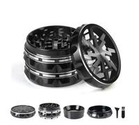 Clear Top Herb Grinder Metal Large 2.5'' Large 4-Part, Aluminum Alloy Spice Grinder with Pollen Scraper and Cleaning Brush