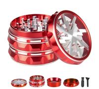 Clear Top Herb Grinder Metal Large 2.5'' Large 4-Part, Aluminum Alloy Spice Grinder with Pollen Scraper and Cleaning Brush