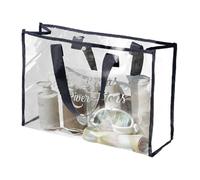 Clear Tote Bag - Clear PVC Carry Sack, Waterproof Shopping Tote | Spacious Large Beach Carry All Accessories, Stadium Friendly Locker Compliant Carrier, Practical Travel Organizer