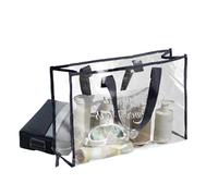 Clear Tote Bag - Large Waterproof PVC Beach Bag With Canvas Handles | Transparent Swimming And Toiletry Storage Bâg | Big Capacity Travel Carryall For Fitness, Pool, And Shopping