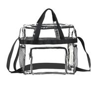 Clear Tote Bag - Stadium Approved Shopping & Beach Bag | Clear Gym Tote with Zipper & Pockets | Durable, Lightweight | Perfect for Sports, Festivals, Travel, Black, Se référer au descriptif