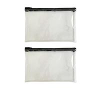 Clear Transparent Plastic Pencil Case for Exams & GCSE - See-Through Exam Pouch with Two Black Suits, School Supplies (Pencil Case Clear)