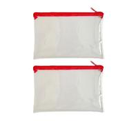 Clear Transparent Plastic Pencil Case for Exams & GCSE - See-Through Exam Pouch with Two Red Suits, School Supplies (Pencil Case Clear)