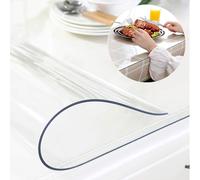 Clear Transparent PVC Tablecloth 50x100cm Clear Table Protector Cover, Rectangular Plastic Transparent Table Cloth, Clear Desk Table Mat, 1.0mm Thick Soft Glass Table Top Protector for Home, Office