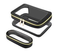 Clear Travel Makeup Bag - Large Capacity Clear Cosmetic Case with Zipper, Waterproof Toiletry Organizer Bag, Beauty Carry Case Between, Black, Please refer to the description, Please refer to