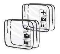 Clear Travel Toiletries Bag, 2 Pcs Transparent Makeup Bags Set for Women Men Airport Waterproof Storage PVC Toiletry Cosmetic Organizer Handbag Accessory for Travelling Holiday