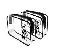 Clear Travel Toiletries Bag, 2 Pcs TSA Approved Toiletry Bag with Zippers Travel Accessories Portable Waterproof Cosmetic Clear Makeup Bag for Women and Men (Black)