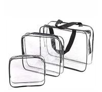 Clear Travel Toiletries Bag, 3 in 1 Wash & Makeup Bags with Zippers Travel Accessories Portable PVC Travel Wash Bags Waterproof Cosmetic Makeup Bags for Women and Men (Black) - 3Pcs