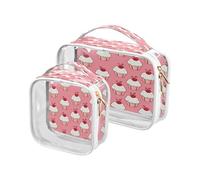 Clear Travel Toiletry Bag, Cherry Cupcake 2PCS Portable Waterproof Makeup Bag, Transparent Cosmetic Bag, Travel Storage Pouch