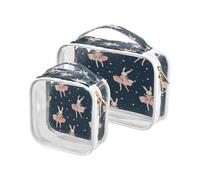 Clear Travel Toiletry Bag, Dancing Rabbit 2PCS Portable Waterproof Makeup Bag, Transparent Cosmetic Bag, Travel Storage Pouch