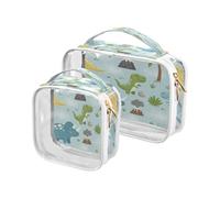 Clear Travel Toiletry Bag, Dinosaur T Rex 2PCS Portable Waterproof Makeup Bag, Transparent Cosmetic Bag, Travel Storage Pouch