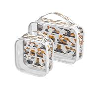 Clear Travel Toiletry Bag, Excavation Equipment 2PCS Portable Waterproof Makeup Bag, Transparent Cosmetic Bag, Travel Storage Pouch