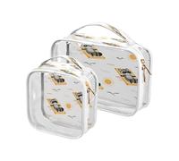 Clear Travel Toiletry Bag, Raccoon Lounge Chair 2PCS Portable Waterproof Makeup Bag, Transparent Cosmetic Bag, Travel Storage Pouch