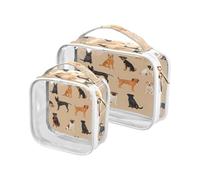 Clear Travel Toiletry Bag, Types of Dogs 2PCS Portable Waterproof Makeup Bag, Transparent Cosmetic Bag, Travel Storage Pouch