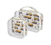 Clear Travel Toiletry Bag, Various Types of Vehicle 2PCS Portable Waterproof Makeup Bag, Transparent Cosmetic Bag, Travel Storage Pouch