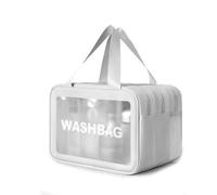 Clear Travel Toiletry Bag, Wet Dry Separation Makeup Cosmetic Bags, Large Thickened PVC Waterproof washbags with Handles Zippers for toiletries Women Girls Men(White,3 Layer XL)