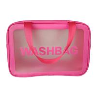 Clear Travel Toiletry Bag, Wet Dry Separation Makeup Cosmetic Bags, Large Thickened PVC Waterproof washbags with Handles Zippers for toiletries Women Girls Men(Rose,1 Layer L)