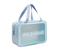 Clear Travel Toiletry Bag, Wet Dry Separation Makeup Cosmetic Bags, Large Thickened PVC Waterproof washbags with Handles Zippers for toiletries Women Girls Men(SkyBlue,1 Layer L)