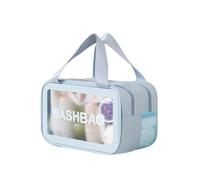 Clear Travel Toiletry Bag, Wet Dry Separation Makeup Cosmetic Bags, Large Thickened PVC Waterproof washbags with Handles Zippers for toiletries Women Girls Men(SkyBlue,2 Layer M)