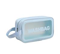 Clear Travel Toiletry Bag, Wet Dry Separation Makeup Cosmetic Bags, Large Thickened PVC Waterproof washbags with Handles Zippers for toiletries Women Girls Men(SkyBlue,1 Layer M1)