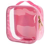 Clear TSA Approved Travel Toiletry Bag, Small Makeup Pouch Travel Cosmetic Case Carry On/Quart Size Makeup Bag with Zipper 3-1-1 Compliant for Airport, Mini Car Organizer Bag for Men Women (Pink)