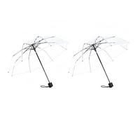 Clear Umbrella for Women - Manual Open/Close Foldable Compact Travel Umbrella with Frosted Handle | Transparent See-Through Dome | Ideal for Weddings, Bridal Events & Daily Use(2, Clear-White)