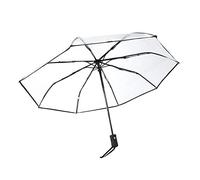 Clear Umbrella, Frosted Handle Fold Transparent Portable Umbrella Compact Oiled Paper Steel Plastic Umbrella for Wedding Travel, with Easy View, Comfortable Handle, Large Size