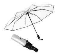 Clear Umbrella,Golf Umbrella Automatic Open Travel Umbrella Compact Foldable Strong Windproof Portable Umbrella for Youth Adult Daily Use 22.4 Height (Black Handle)