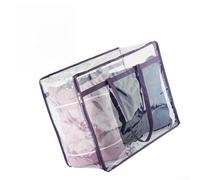 Clear Under Bed Storage Containers with Lid, Large Capacity Foldable Clothes Organizer Bin for Blankets Sheets Quilts, Dust-Proof Wardrobe Closet Organization(Purple40L)